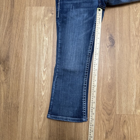 Grace In LA Women's 27 Low Rise Capri Jeans - Rhinestone Embellished Medium Wash - Picture 11 of 15